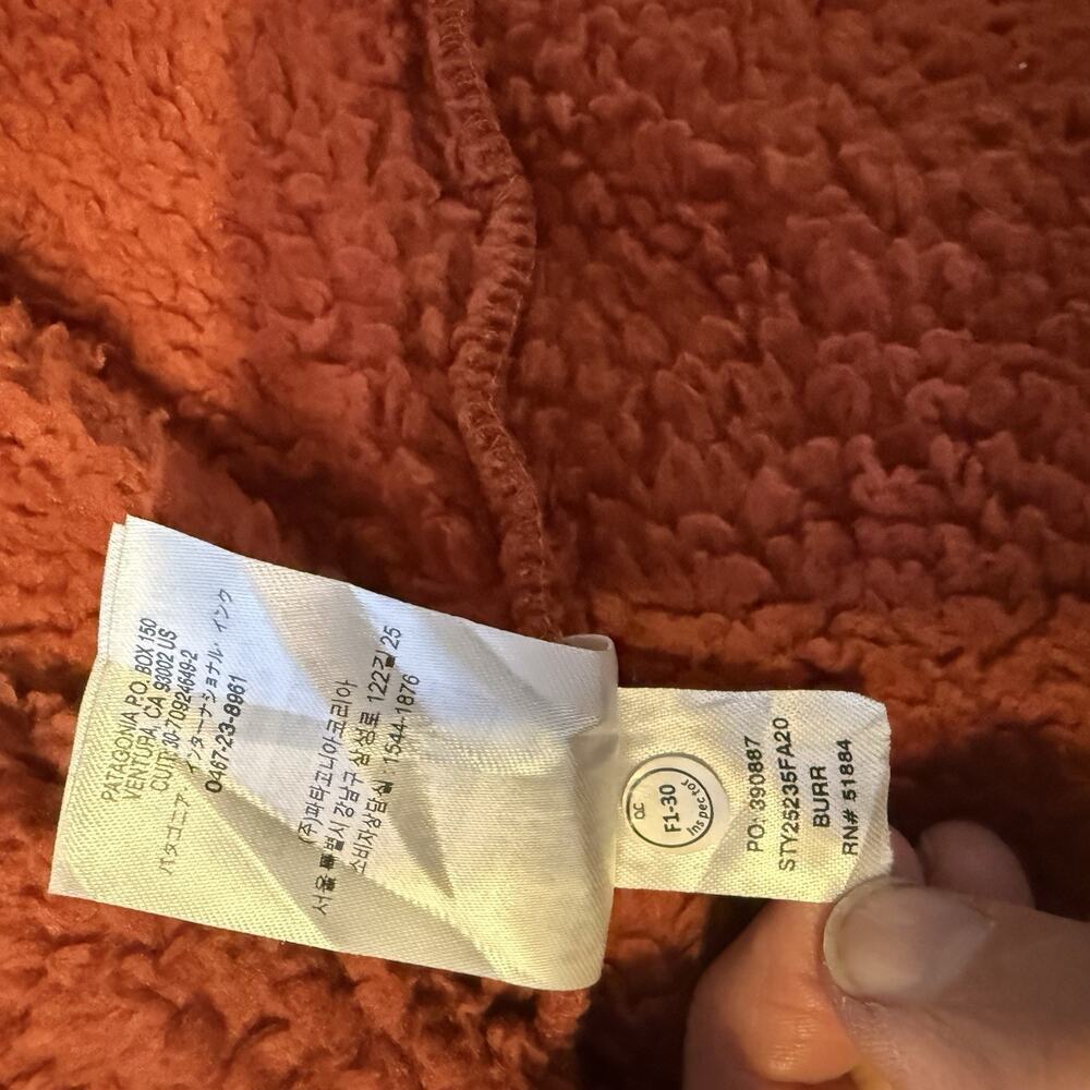 Patagonia Women’s Retro Pile Fleece Jacket Size Small Rust Color Full Zip - Picture 9 of 9
